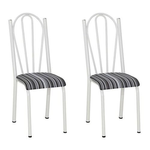 Conjunto 2 Cadeiras 021 Branco e Preto Listrado