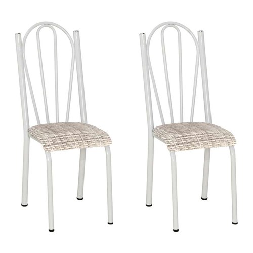 Conjunto 2 Cadeiras 021 Branco e Rattan