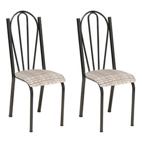 Conjunto 2 Cadeiras 021 Cromo Preto e Estampa Rattan
