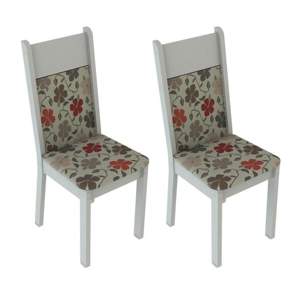 Conjunto 2 Cadeiras 4280 Madesa Branco/Hibiscos