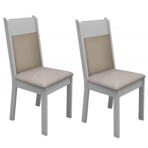Conjunto 2 Cadeiras 4280 Madesa Branco/Pérola/Crema