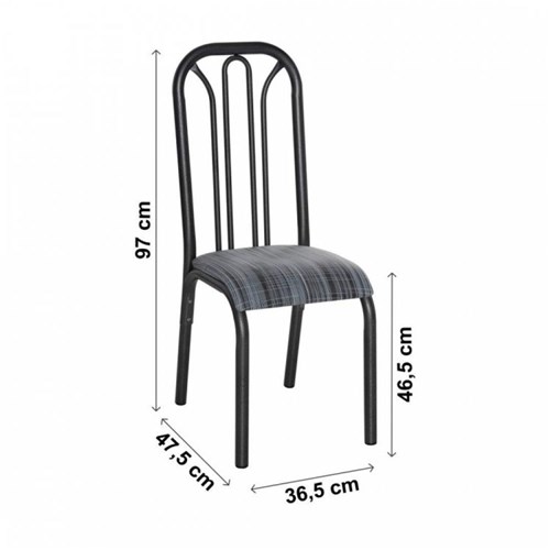 Conjunto 2 Cadeiras Aço Lion Clássica Ciplafe Preto/riscado Preto