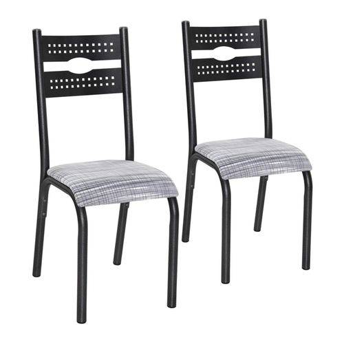 Conjunto 2 Cadeiras Aço Luna Clássica Ciplafe Preto/Branco