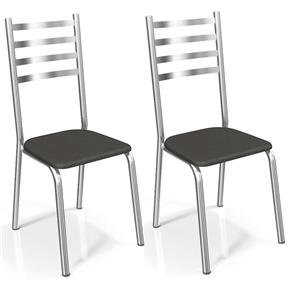 Conjunto 2 Cadeiras Alemanha Crome - Preto