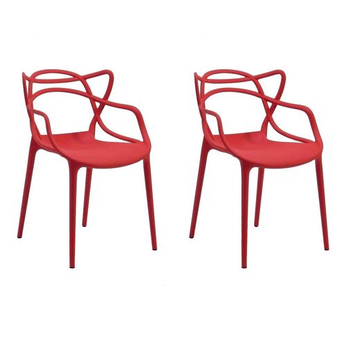 Conjunto 2 Cadeiras Allegra Mix Chair Polipropileno Vermelho - Byartdesign