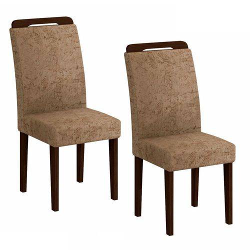 Conjunto 2 Cadeiras Athenas Rufato Castor/Suede Amassado Chocolate
