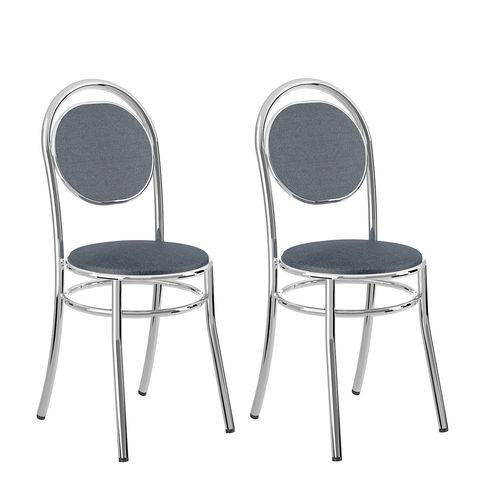 Conjunto 2 Cadeiras Bartholomeu Carraro Móveis Jeans/Cromado