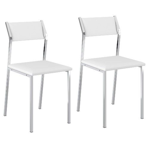 Conjunto 2 Cadeiras Carraro 1709 - Cromado/Napa Branco