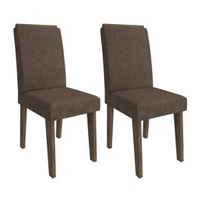 Conjunto 2 Cadeiras com Moldura Milena Cimol Marrocos/Cacau - Marrom