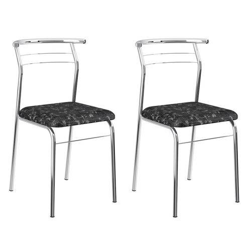 Tamanhos, Medidas e Dimensões do produto Conjunto 2 Cadeiras Cromada 1708 Fantasia Preto e