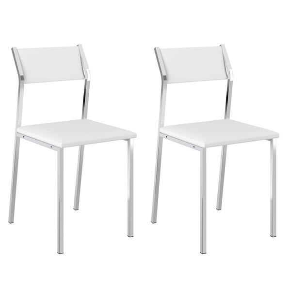Conjunto 2 Cadeiras Cromada 1709 Branco e - Carraro Móveis