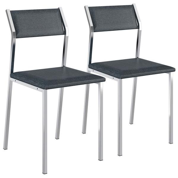 Conjunto 2 Cadeiras Cromada para Cozinha Móveis Carraro