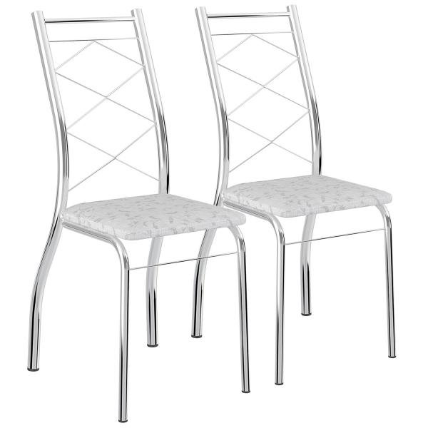 Conjunto 2 Cadeiras Cromada para Cozinha Móveis Carraro