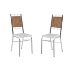 Conjunto 2 Cadeiras de Aço 1723 Carraro Native/Floral Branco/Cromado