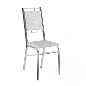 Conjunto 2 Cadeiras de Aço 1724 Carraro Floral Branco/Cromado