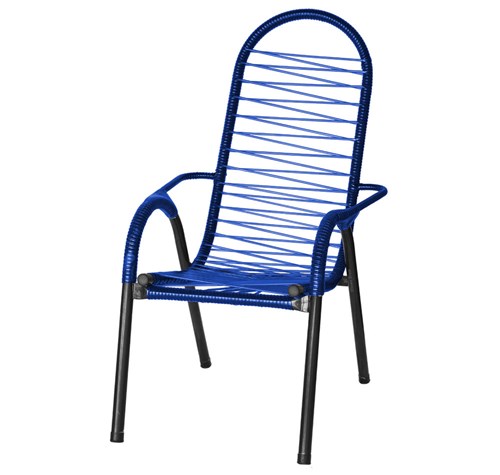 Tudo sobre 'Cadeira de Área Luxo Preta em Fio Colorido - Azul'