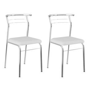 Conjunto 2 Cadeiras de Cozinha Cromada 1708 Branca