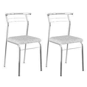 Conjunto 2 Cadeiras de Cozinha Cromada 1708 Fantasia - Branco