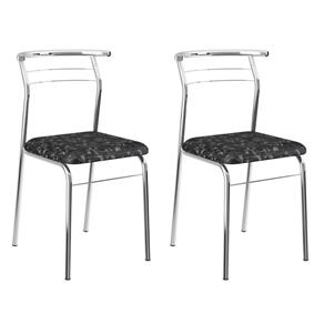 Conjunto 2 Cadeiras de Cozinha Cromada 1708 Fantasia - Preto