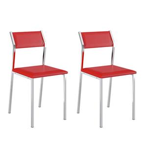 Conjunto 2 Cadeiras de Cozinha Cromada 1709 - Vermelho