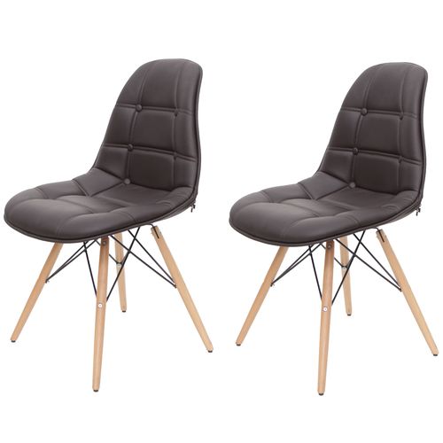 Conjunto 2 Cadeiras Eiffel Eames Botonê Marrom Café Base Madeira