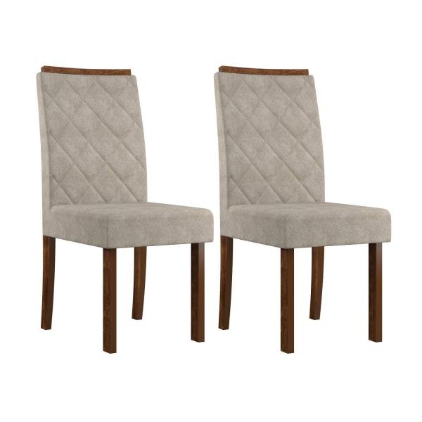 Conjunto 2 Cadeiras Elegance Sonetto Móveis Rústico/Suede Pena Bege