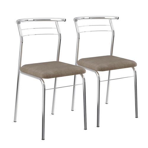 Conjunto 2 Cadeiras em Aço 170820670 Camurça Conhaque/cromado - Carraro