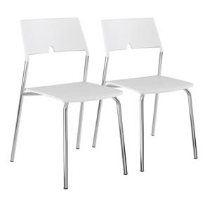 Conjunto 2 Cadeiras em Aço 171120671 Branco/Cromado - Carraro