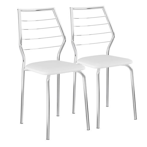 Conjunto 2 Cadeiras em Aço 171620668 Branco/cromado - Carraro