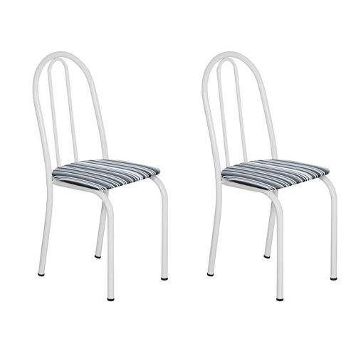 Conjunto 2 Cadeiras Éos Branco e Preto Listrado