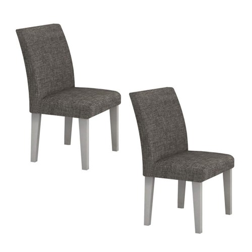 Conjunto 2 Cadeiras Estofadas Olímpia Leifer Branco/linho Cinza