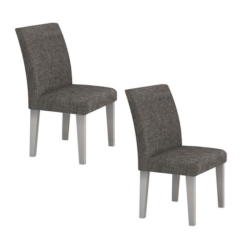 Conjunto 2 Cadeiras Estofadas Olímpia Leifer Branco/Linho Cinza