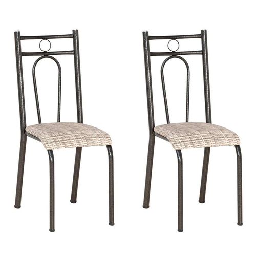 Conjunto 2 Cadeiras Hanumam Cromo Preto e Estampa Rattan