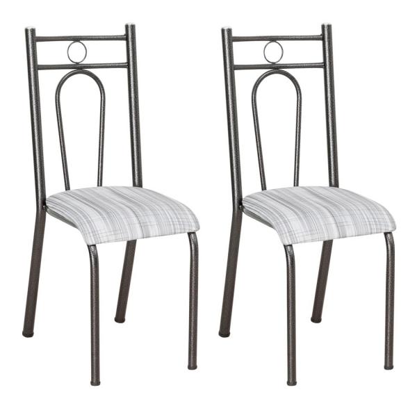 Conjunto 2 Cadeiras Hanumam Cromo Preto e Linho - Artefamol