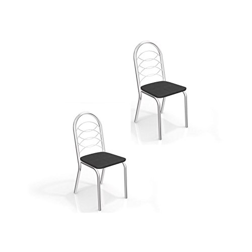 Conjunto 2 Cadeiras Holanda Crome 2C009CR-110 Preto - Kappesberg