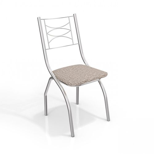 Conjunto 2 Cadeiras Itália Crome Kappesberg Cromado/Linho Marrom
