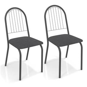 Conjunto 2 Cadeiras Kappesberg Crome Noruega Preto - Preto/Cinza