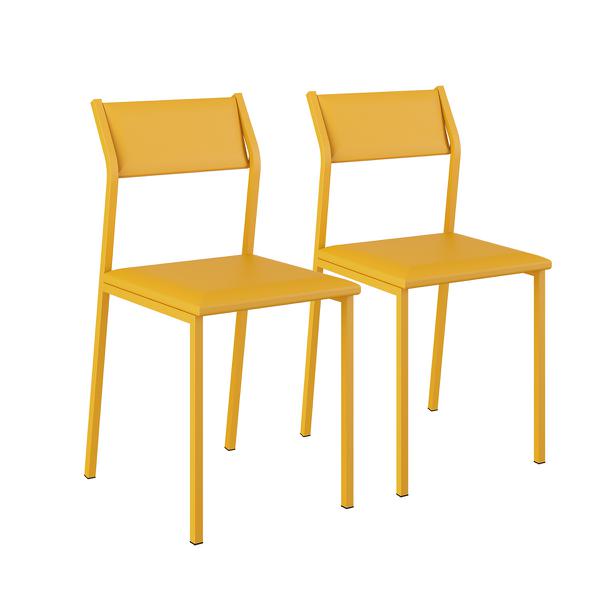 Conjunto 2 Cadeiras Napa Amarelo Ouro 1709 Carraro Móveis - Móveis Carraro