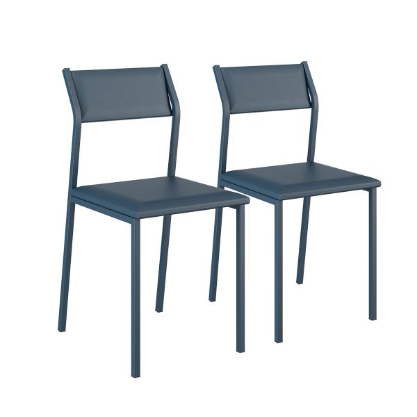Conjunto 2 Cadeiras Napa Azul Noturno 1709 Carraro Móveis - Móveis Carraro