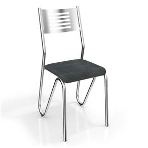 Conjunto 2 Cadeiras Nápoles Crome Kappesberg - Preto Linho Cinza