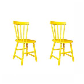 Conjunto 2 Cadeiras para Cozinha Country Ecomóveis Amarelo - Amarelo