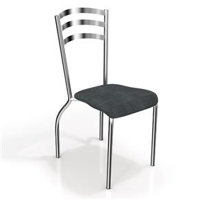 Conjunto 2 Cadeiras Portugal Crome Kappesberg - Preto Linho Cinza