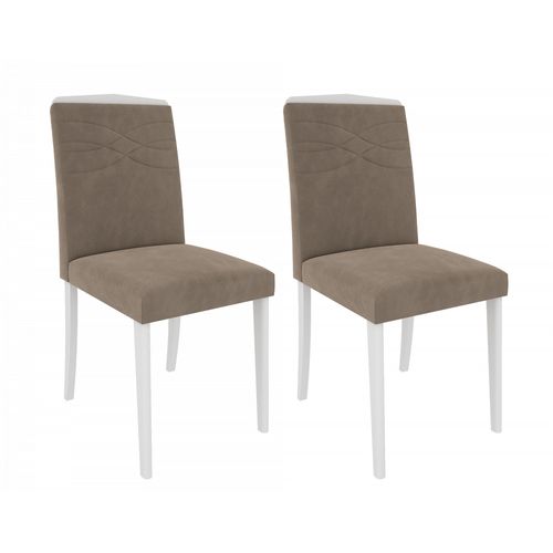 Conjunto 2 Cadeiras Vanessa Cimol Branco/Caramelo