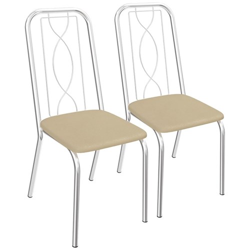 Conjunto 2 Cadeiras Viena de Metal Cromada C072 Kappesberg - Nude