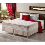 Conjunto Cama Box + Colchão Queen Size Commodite Mola Ensacada 138x188x71 Anjos