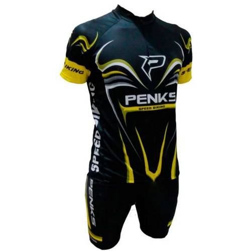 Conjunto Camisa e Bermuda para Ciclismo Masculino Penks Speed Biking Preto