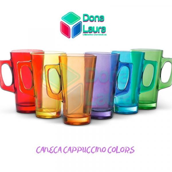 Conjunto Caneca Cappuccino 370ml Colorido - Casa Linda