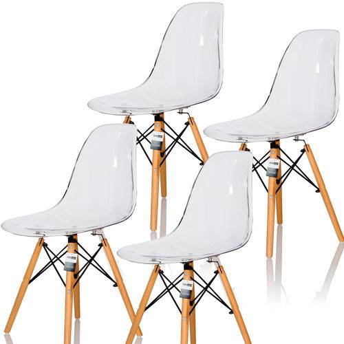 Conjunto com 4 Cadeira Charles Eames Incolor - Transparente