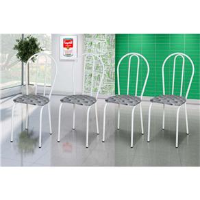 Conjunto com 4 Cadeiras Artefamol em Courvin Ref 004 - Branca/Capitone