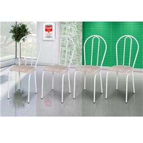 Conjunto com 4 Cadeiras Artefamol em Courvin Ref 004 - Branca/Rattan